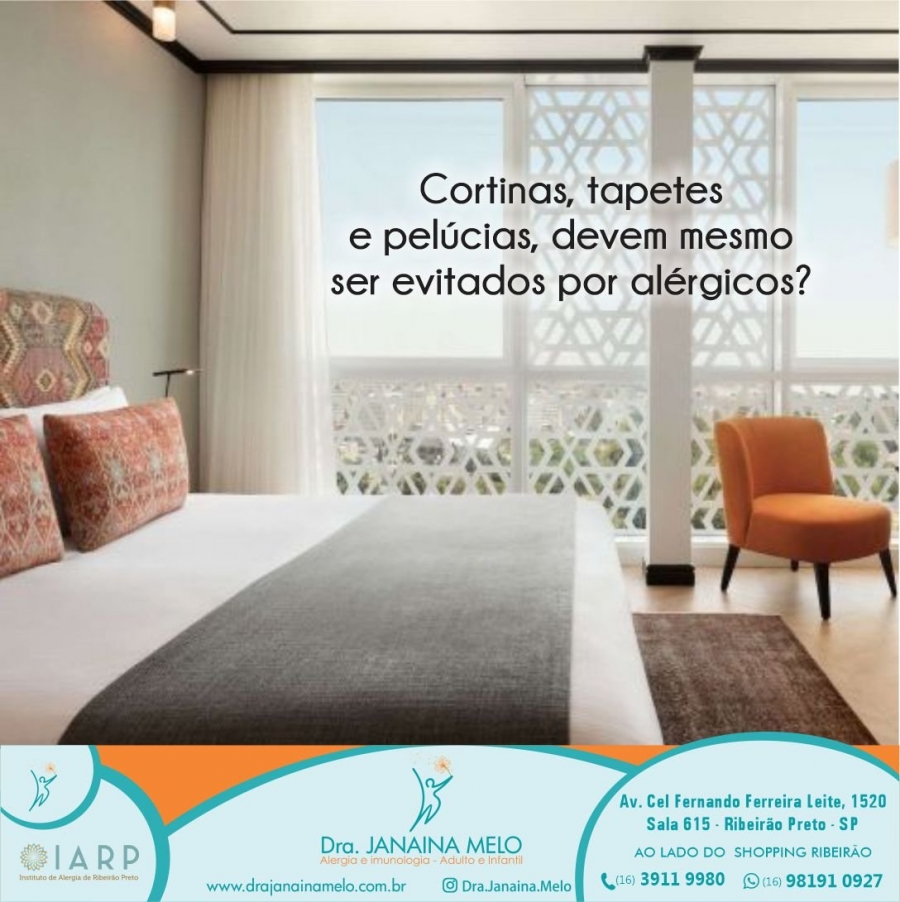 Cortinas, tapetes e pelúcias, devem ser evitados por alérgicos?
